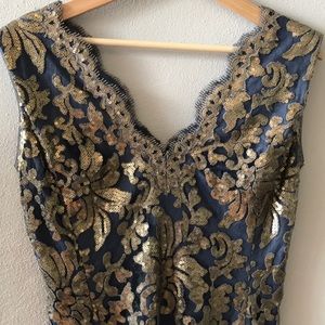 Tadashi Shoji Gold Sequin dress